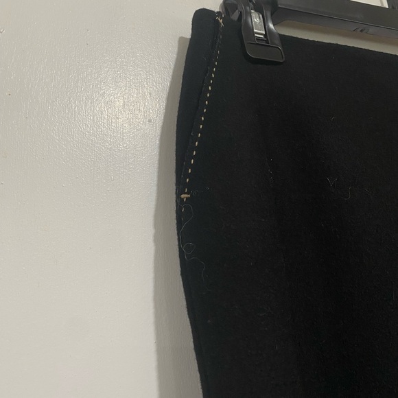 J Crew wool short skirt black with tan stitching size petite 8 wool blend zip - Picture 4 of 8